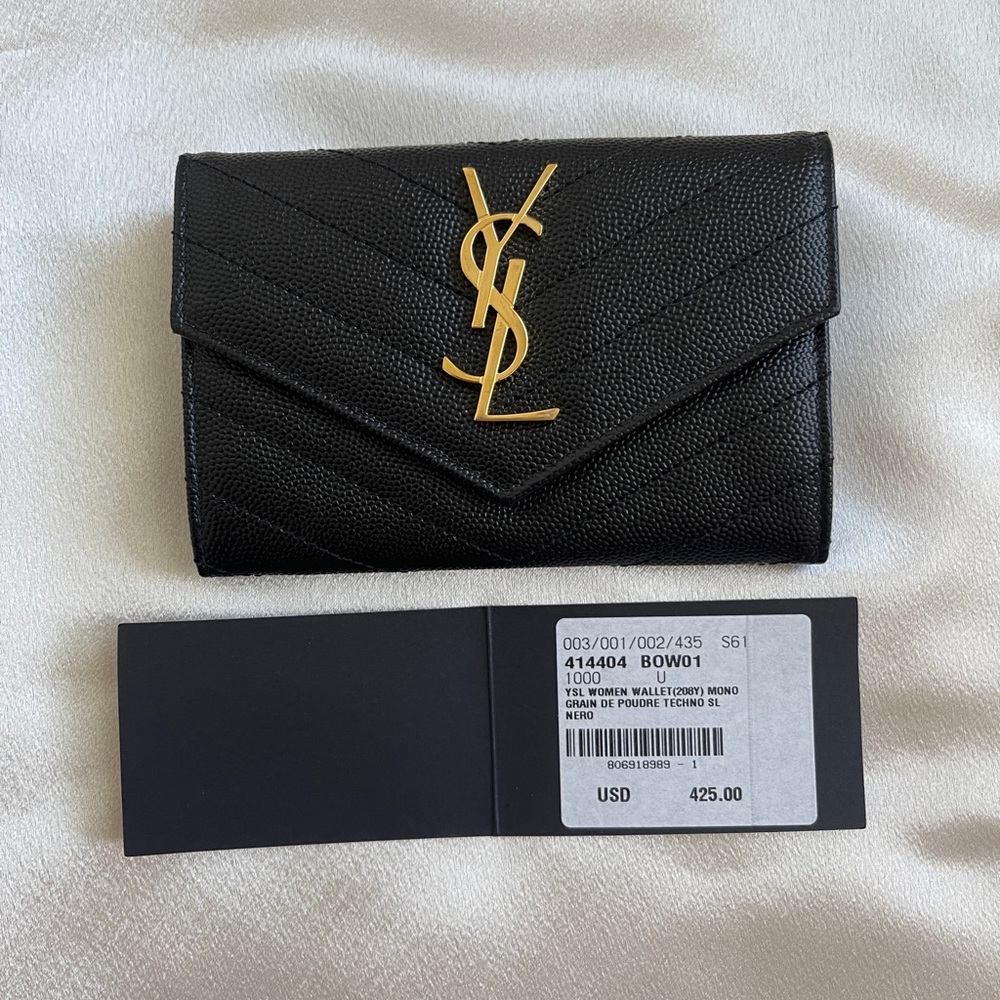 SAINT LAURENT YSL Small Envelope Wallet in Grained Leather